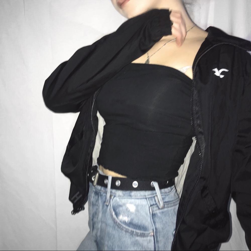 FREE GIFT TOO!! Hollister black windbreaker jacket